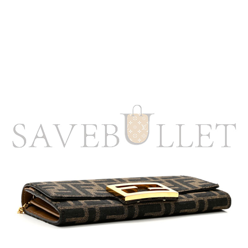 F**di zucca vitello continental wallet on chain tobacco (18.5*9.5*3cm)